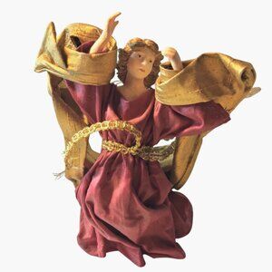 Clothtique Possible Dreams Angel Figurine Red  Gold Fabric 1993